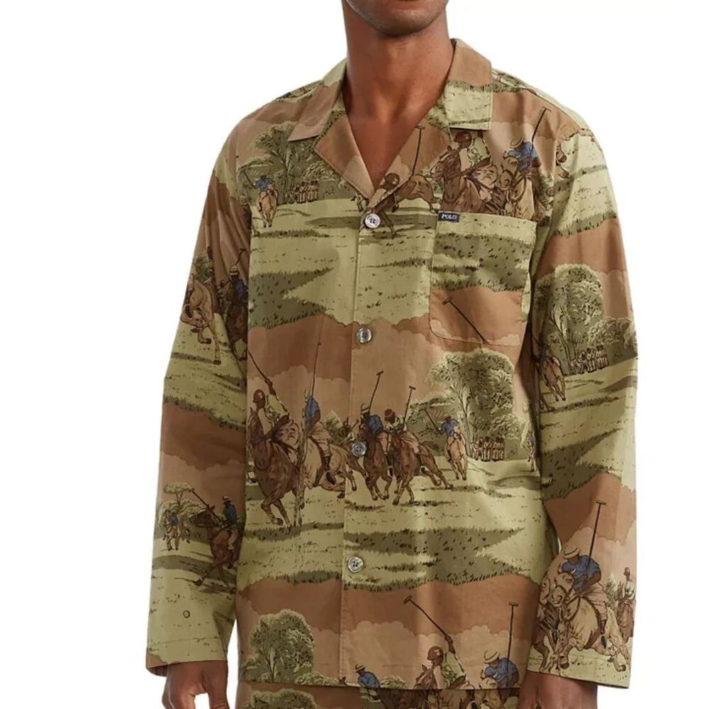 POLO Ralph Lauren Men’s‎ Camo Background Horse Riding Pajama Top Size Medium NWT